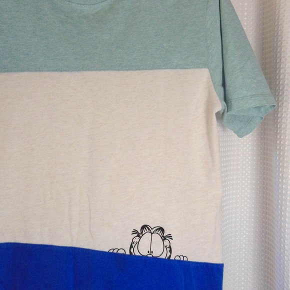 Garfield skate tee, striped unisex size Lg, PAWS 10th anniversary ad-lib edition - Picture 3 of 9